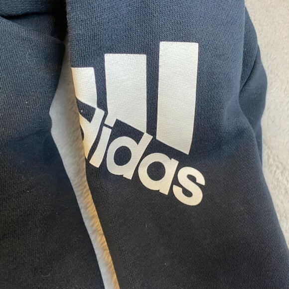 Adidas Men's Hoodie Large Full-Zip Black With White Stripes & Logo Design Cotton - Picture 6 of 8